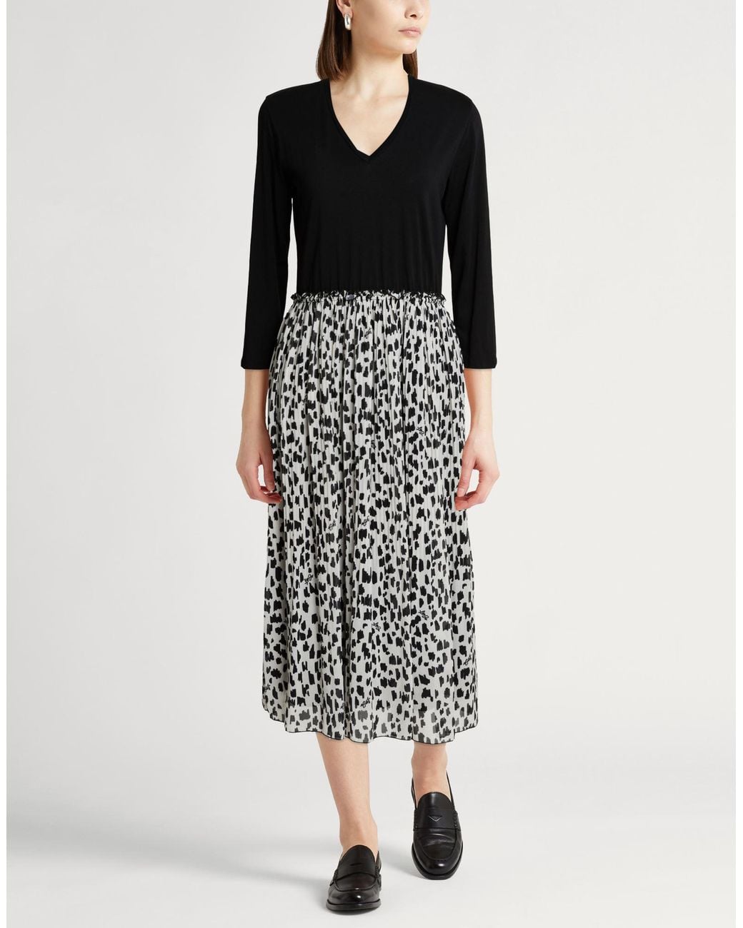 Liu Jo Black Midi Dress Polyester, Cotton, Elastane
