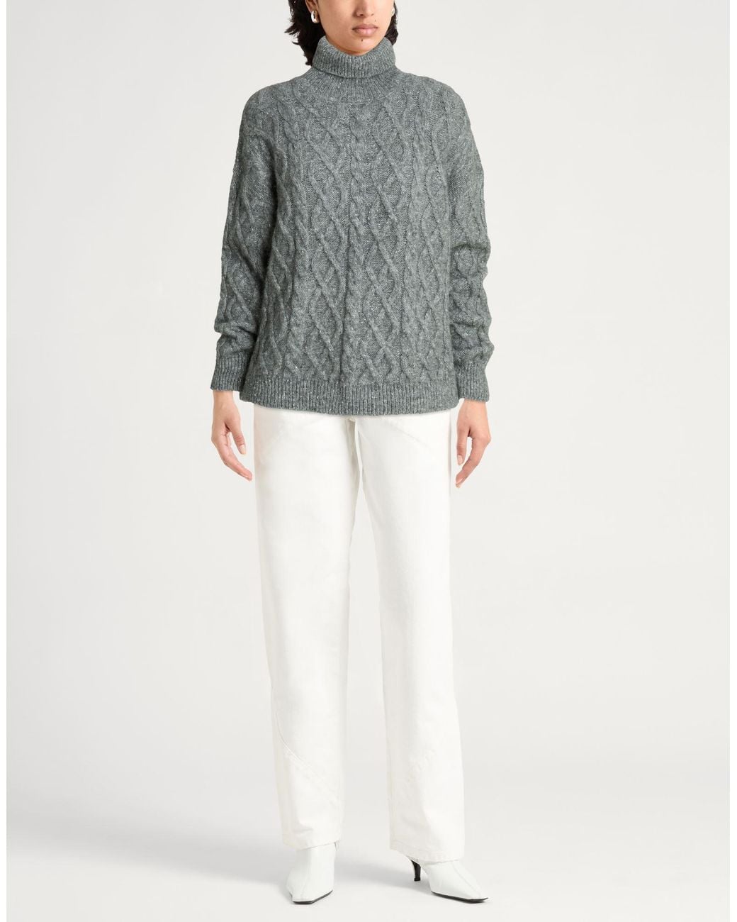 Peserico Gray Turtleneck Polyamide, Alpaca Wool, Metallic Fiber