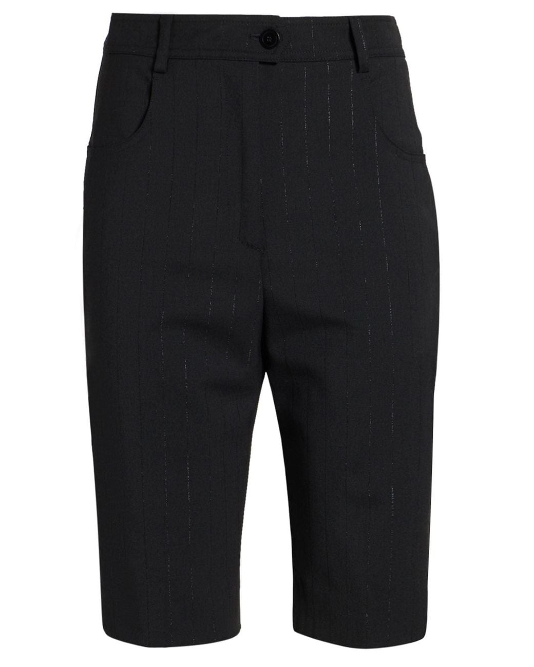SEVENTY VENEZIA Black Shorts & Bermuda Shorts Polyester, Virgin Wool, Elastane