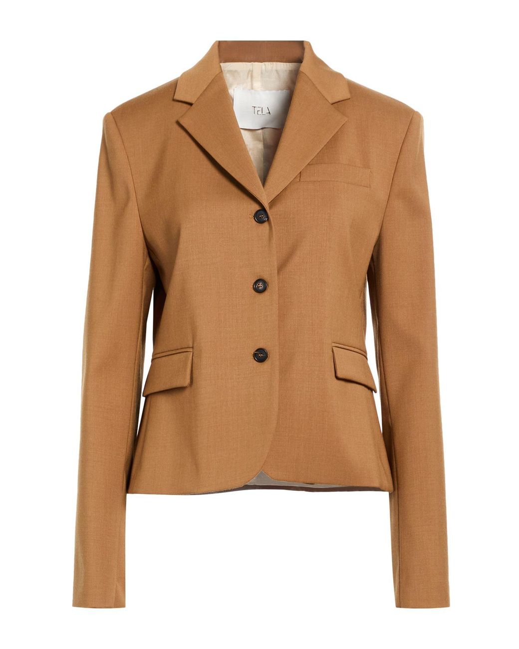 Tela Brown Blazer Polyester, Virgin Wool, Elastane