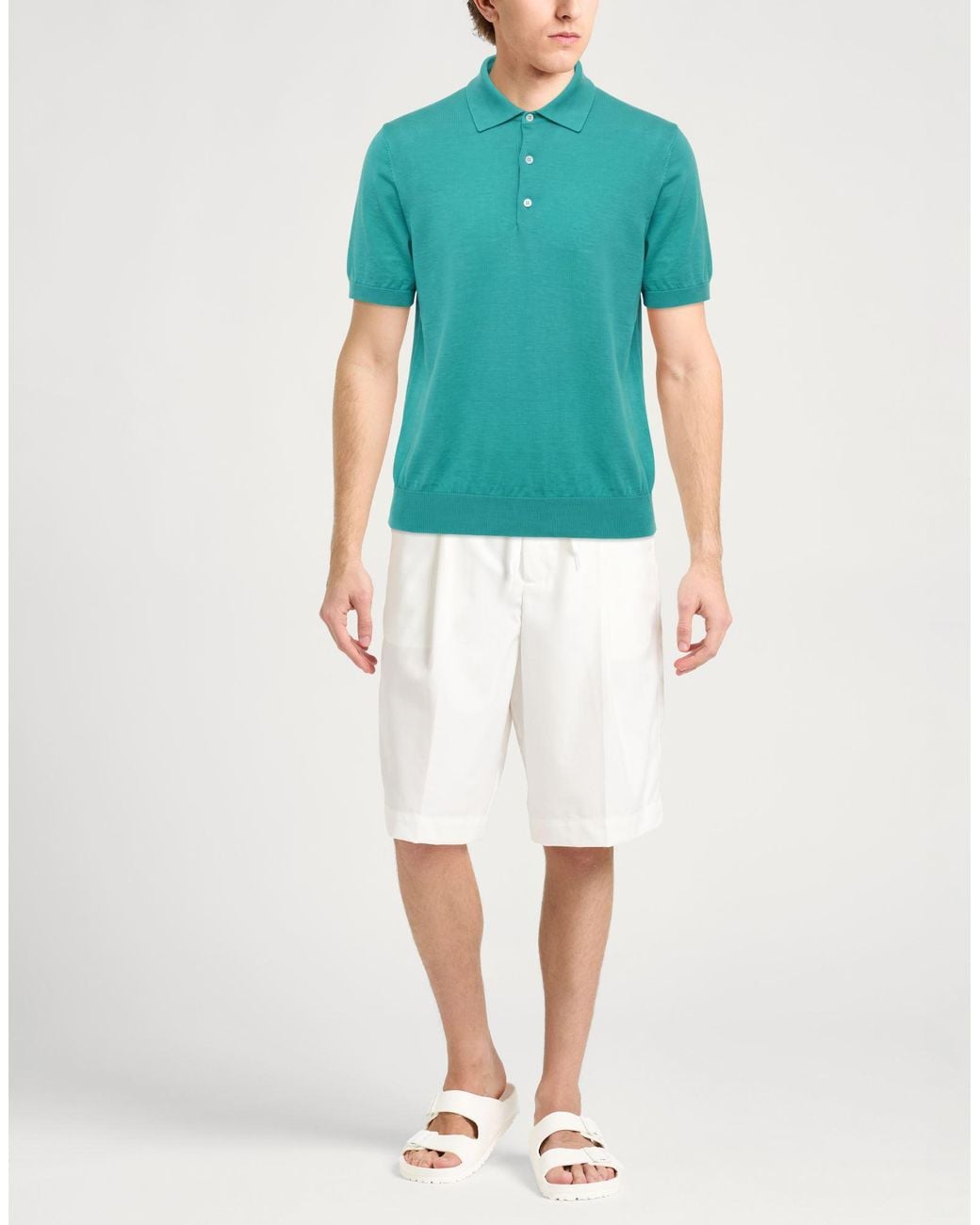 Isaia Blue Polo Shirt Cotton for men