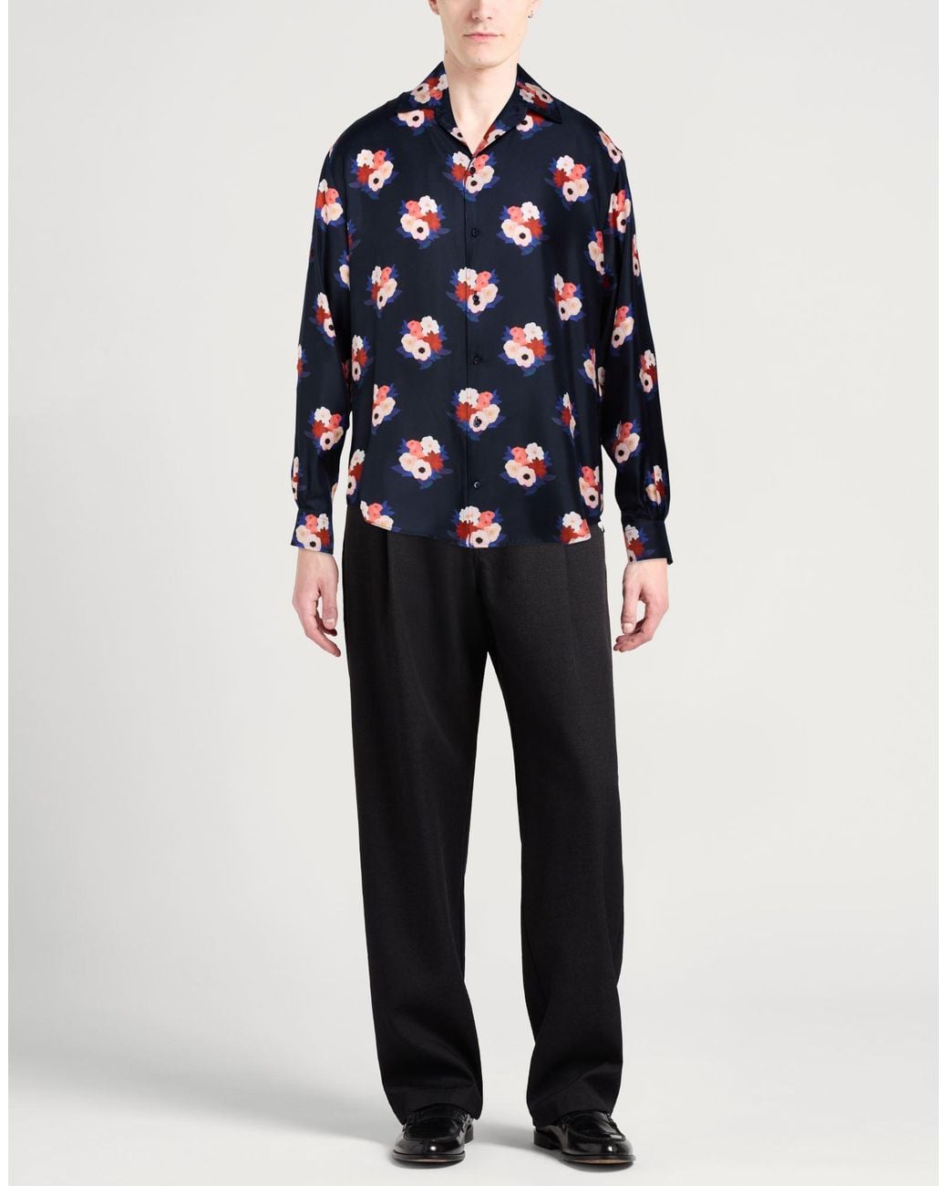 Fendi Blue Midnight Shirt Silk for men
