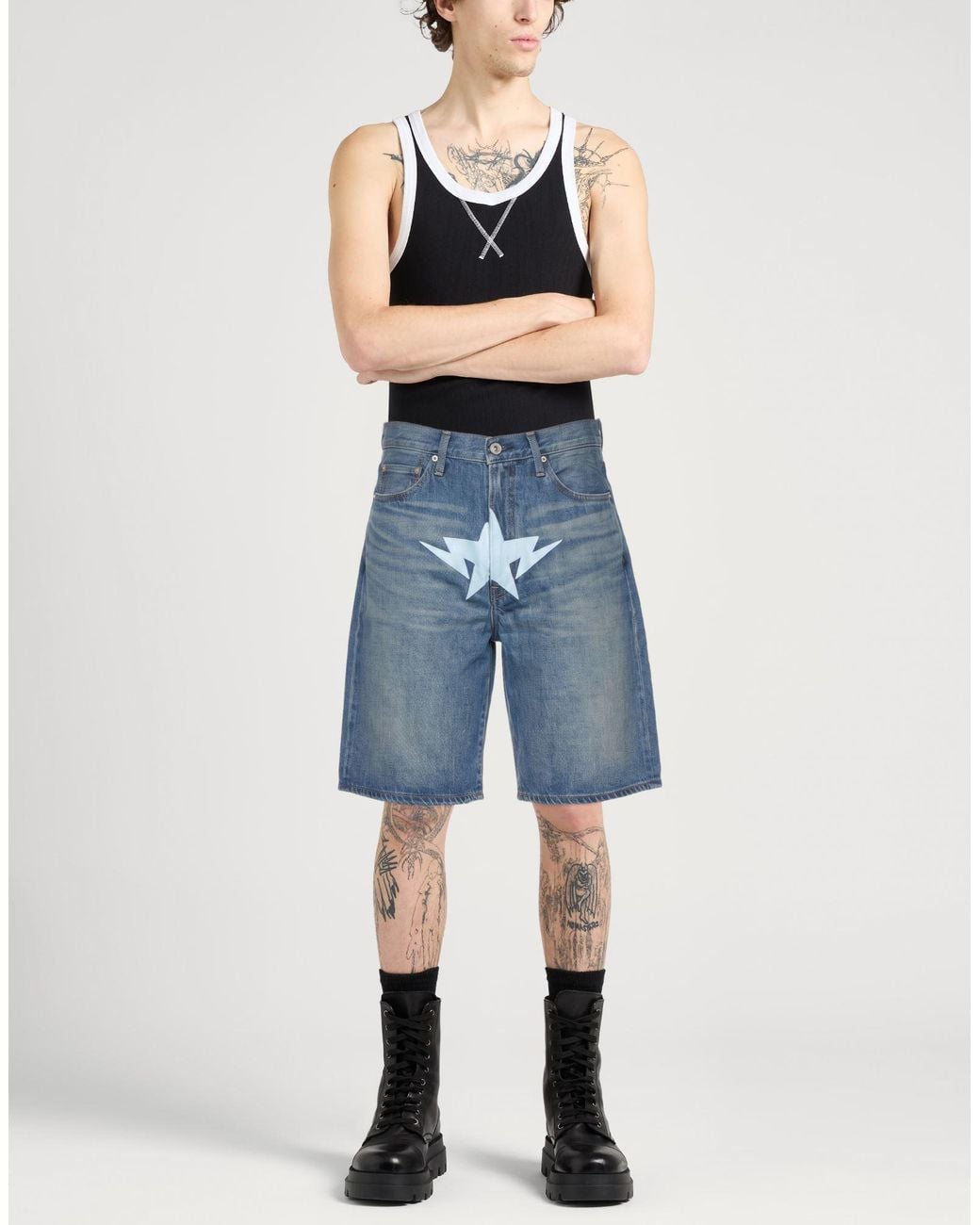 A Bathing Ape Blue Denim Shorts Cotton for men
