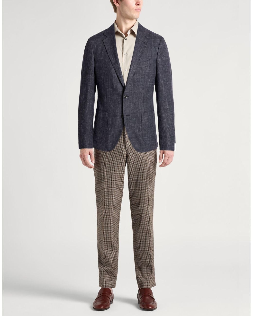 Caruso Blue Blazer Wool, Silk, Linen for men