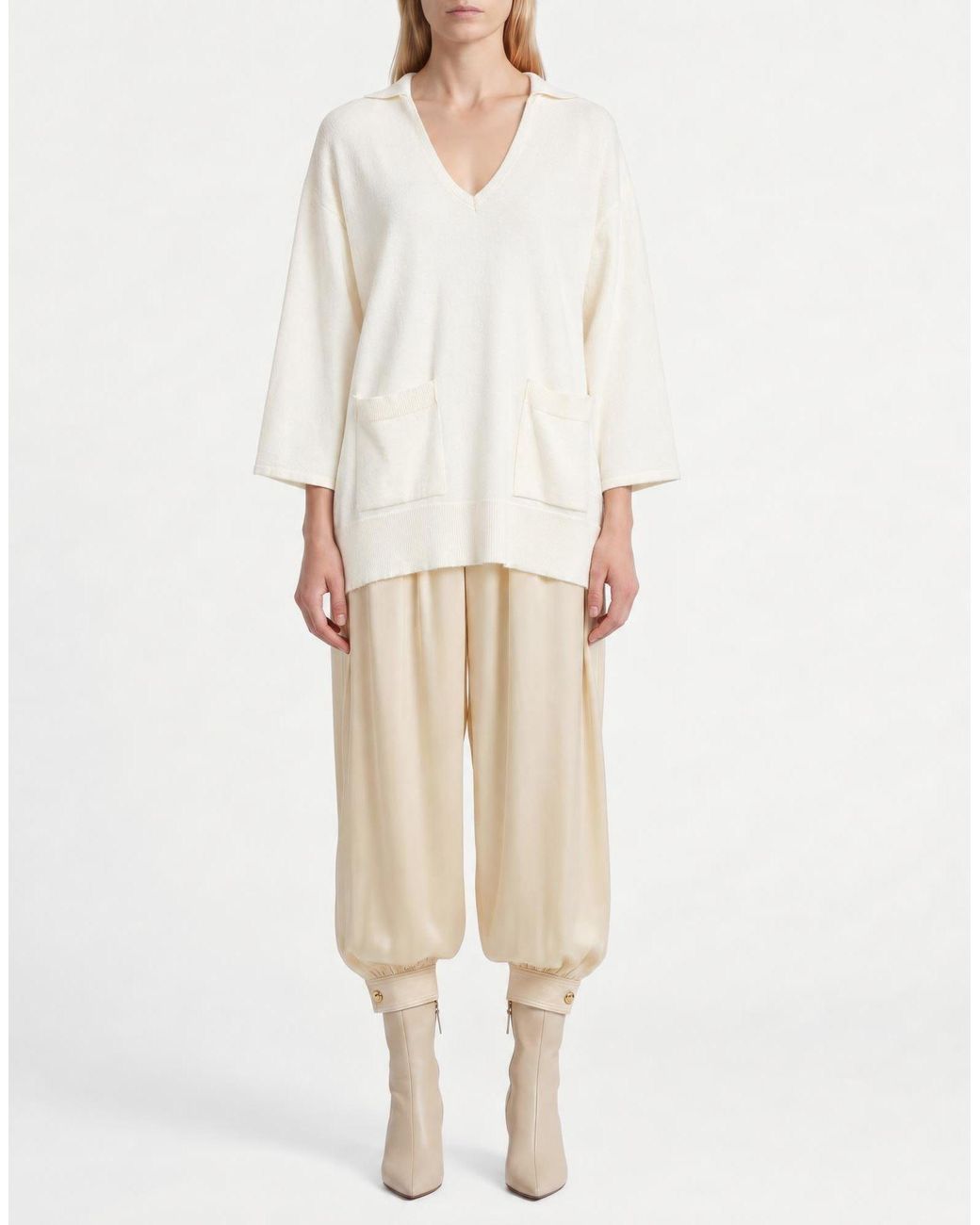 Akep White Cream Sweater Cashmere