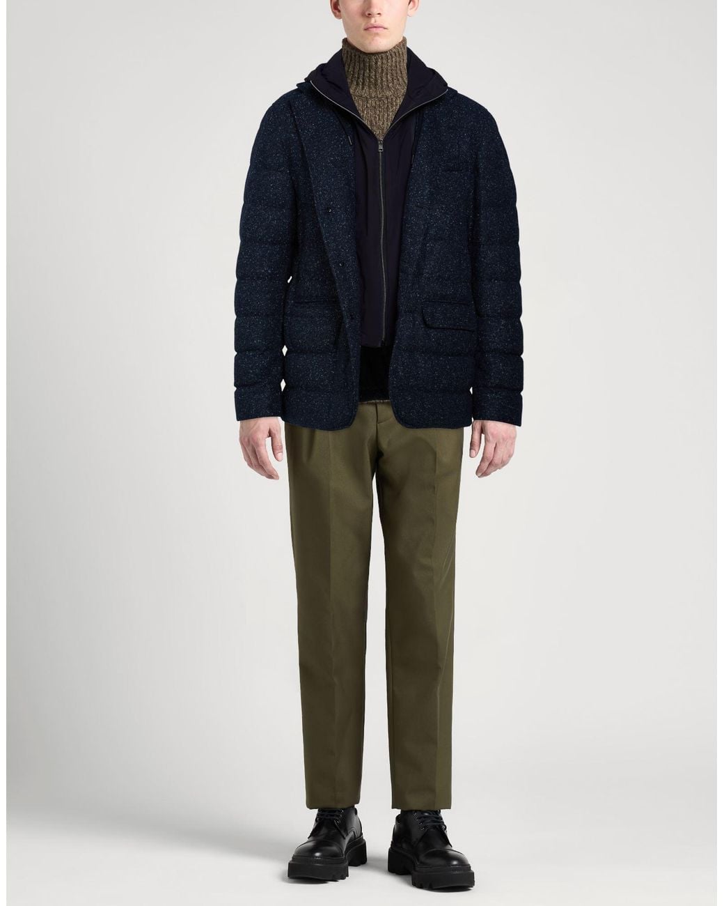 Herno Blue Puffer Recycled Wool, Polyamide, Silk, Elastane, Polyurethane for men