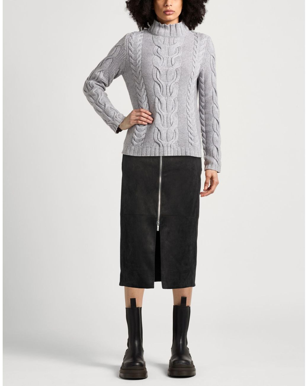 MEIMEIJ Black Midi Skirt Polyester, Elastane