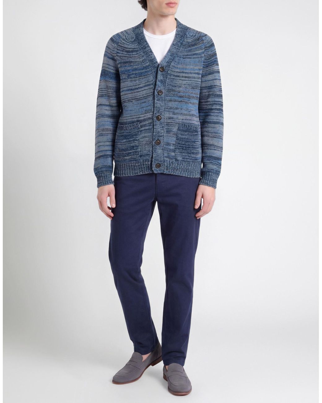 Messagerie Blue Cardigan Virgin Wool for men