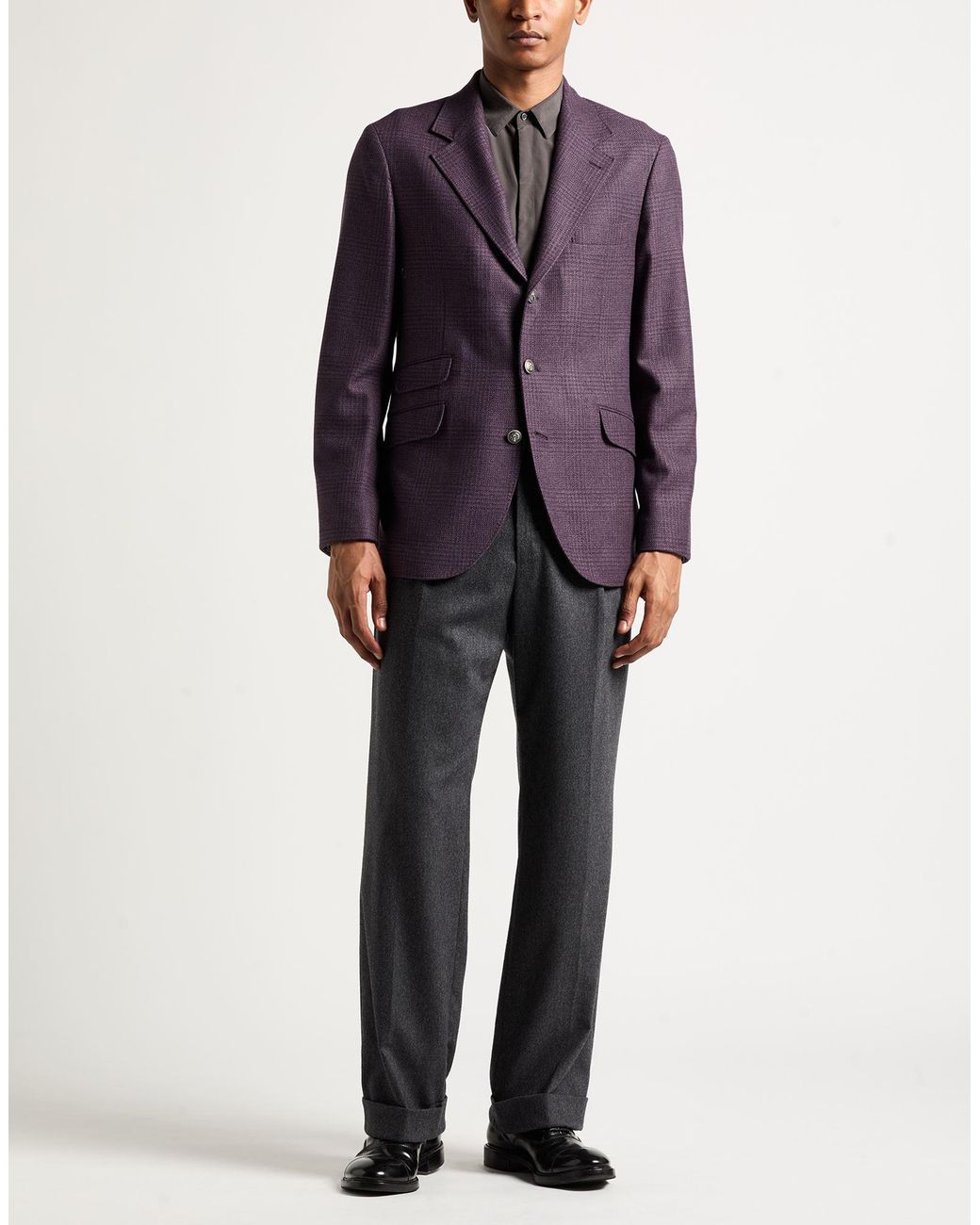 Brunello Cucinelli Purple Plum Blazer Wool, Cashmere, Silk for men