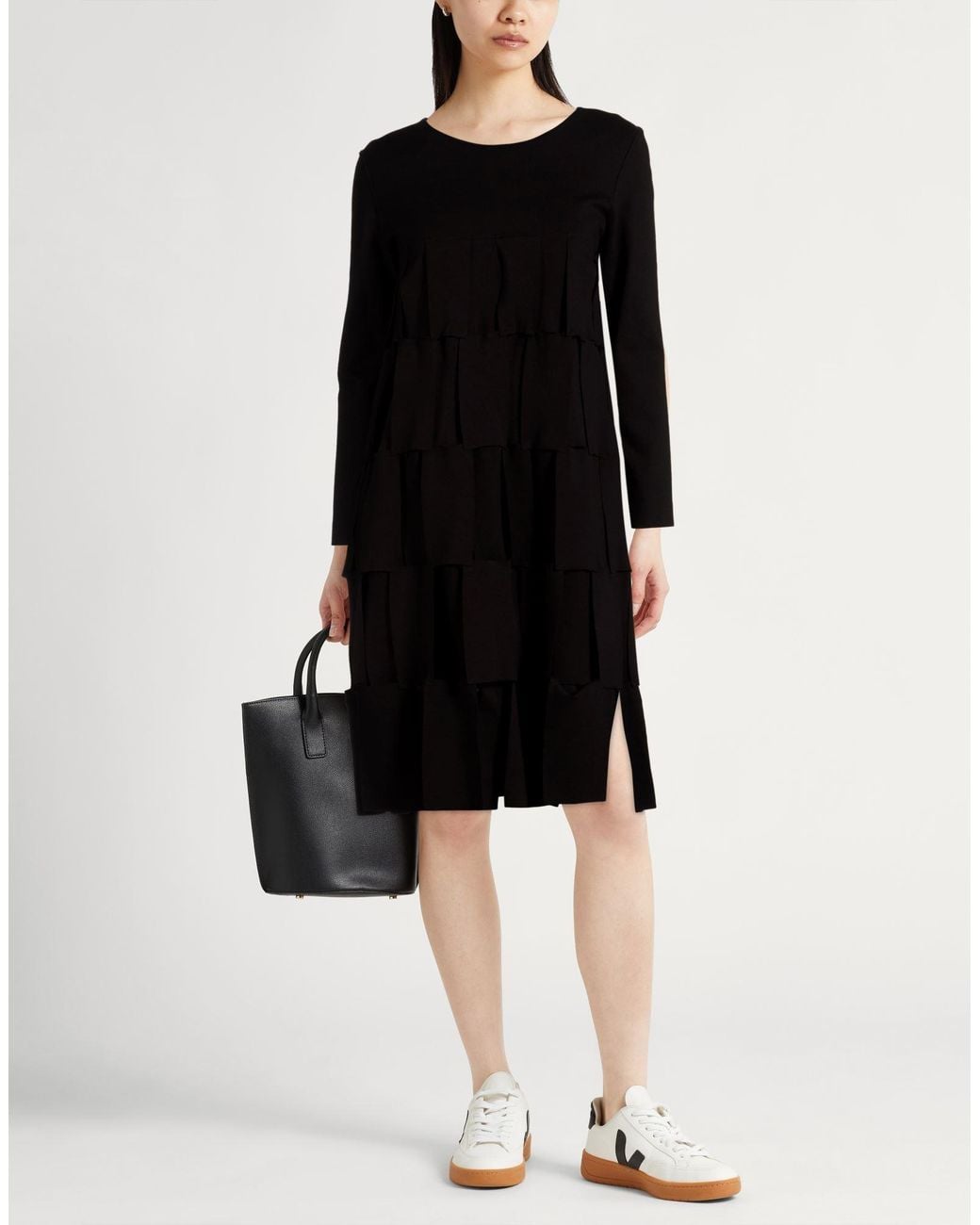 MEIMEIJ Black Midi Dress Viscose, Polyamide, Elastane