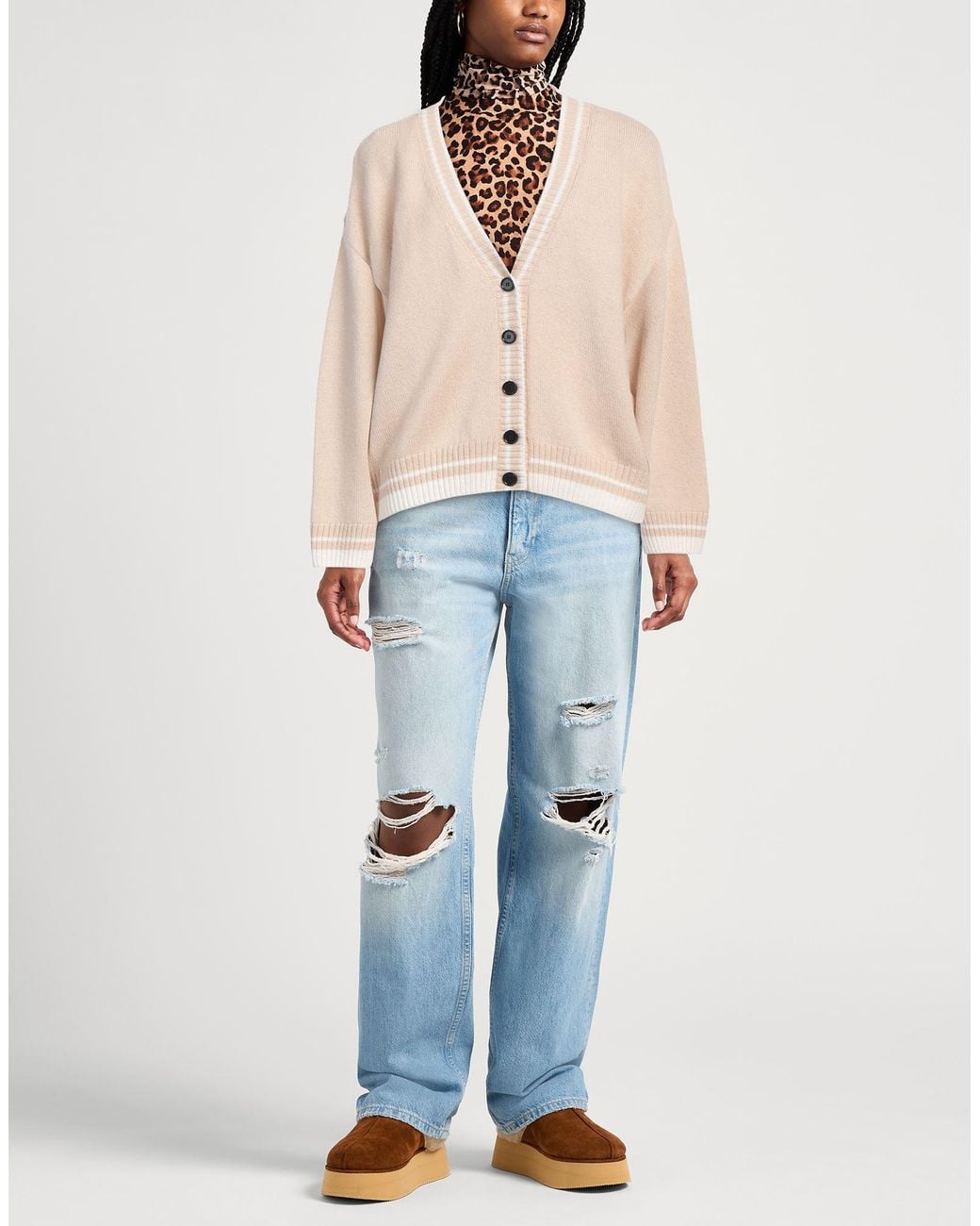 MSGM Natural Cardigan Wool, Cashmere