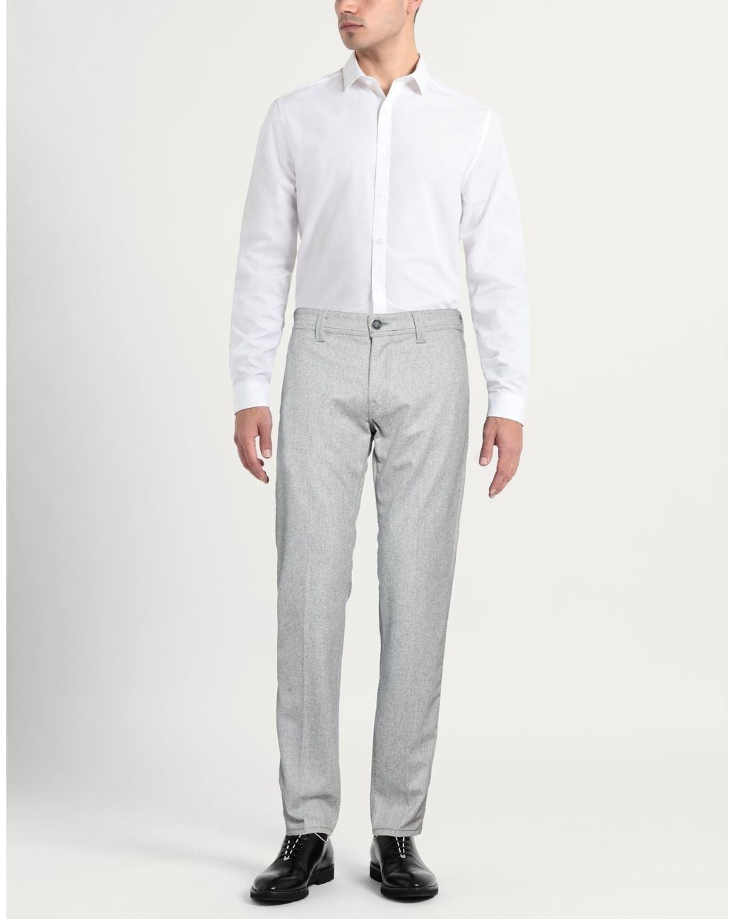 Luigi Borrelli Napoli Gray Light Pants Wool for men