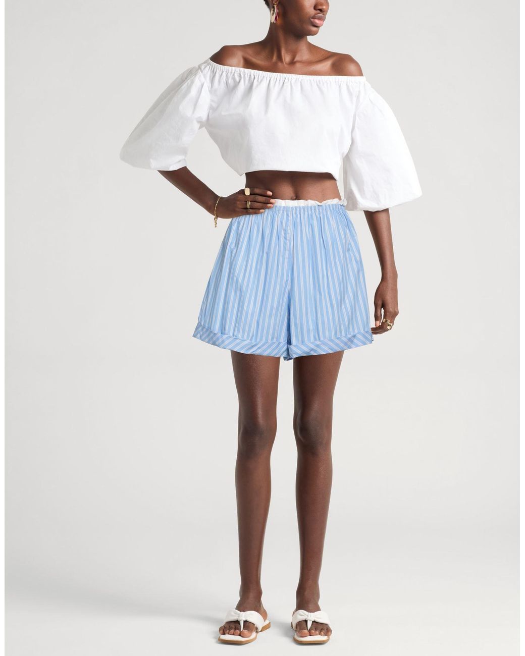 Sandro Blue Azure Shorts & Bermuda Shorts Cotton, Polyester, Elastane