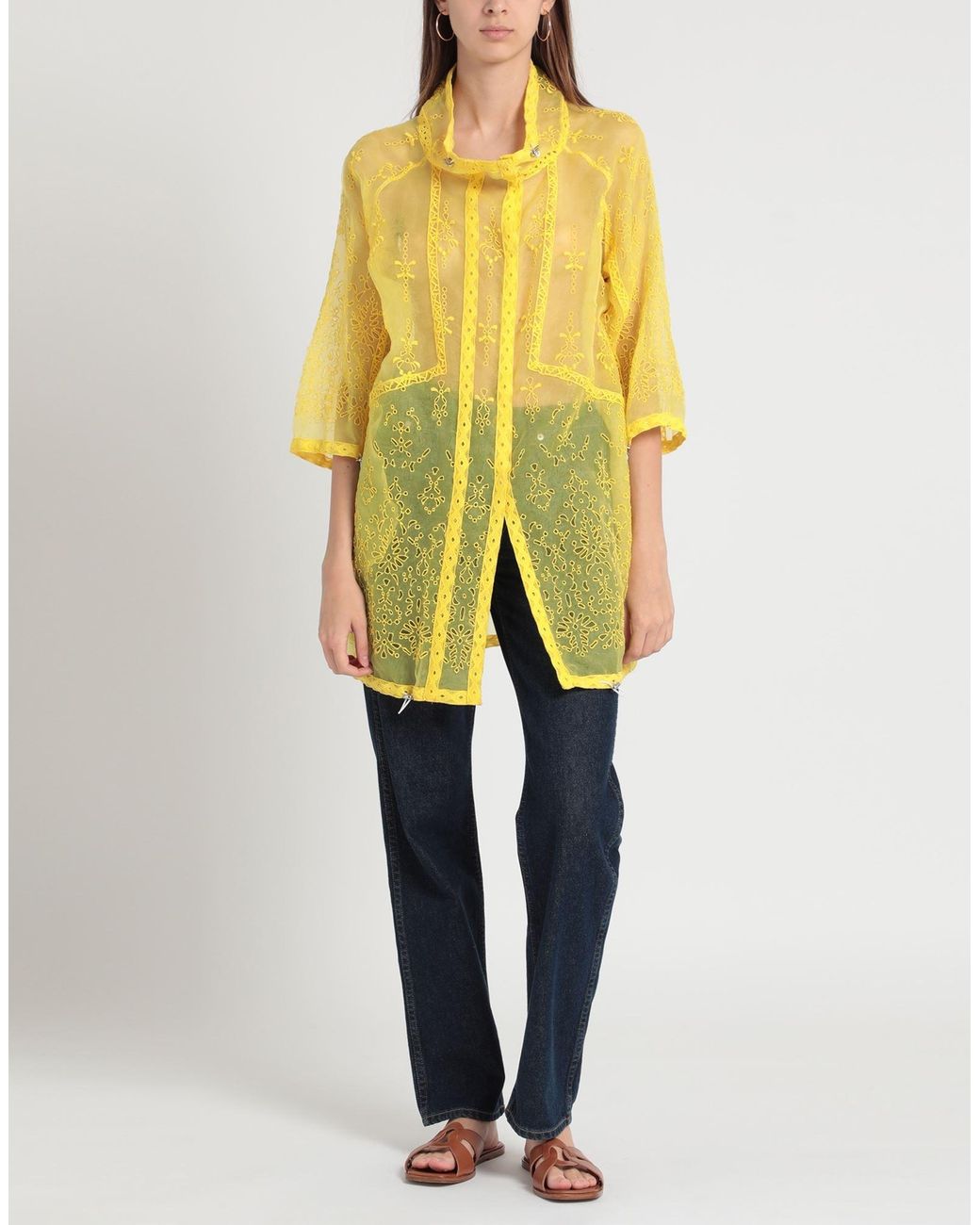 Ermanno Scervino Yellow Overcoat & Trench Coat