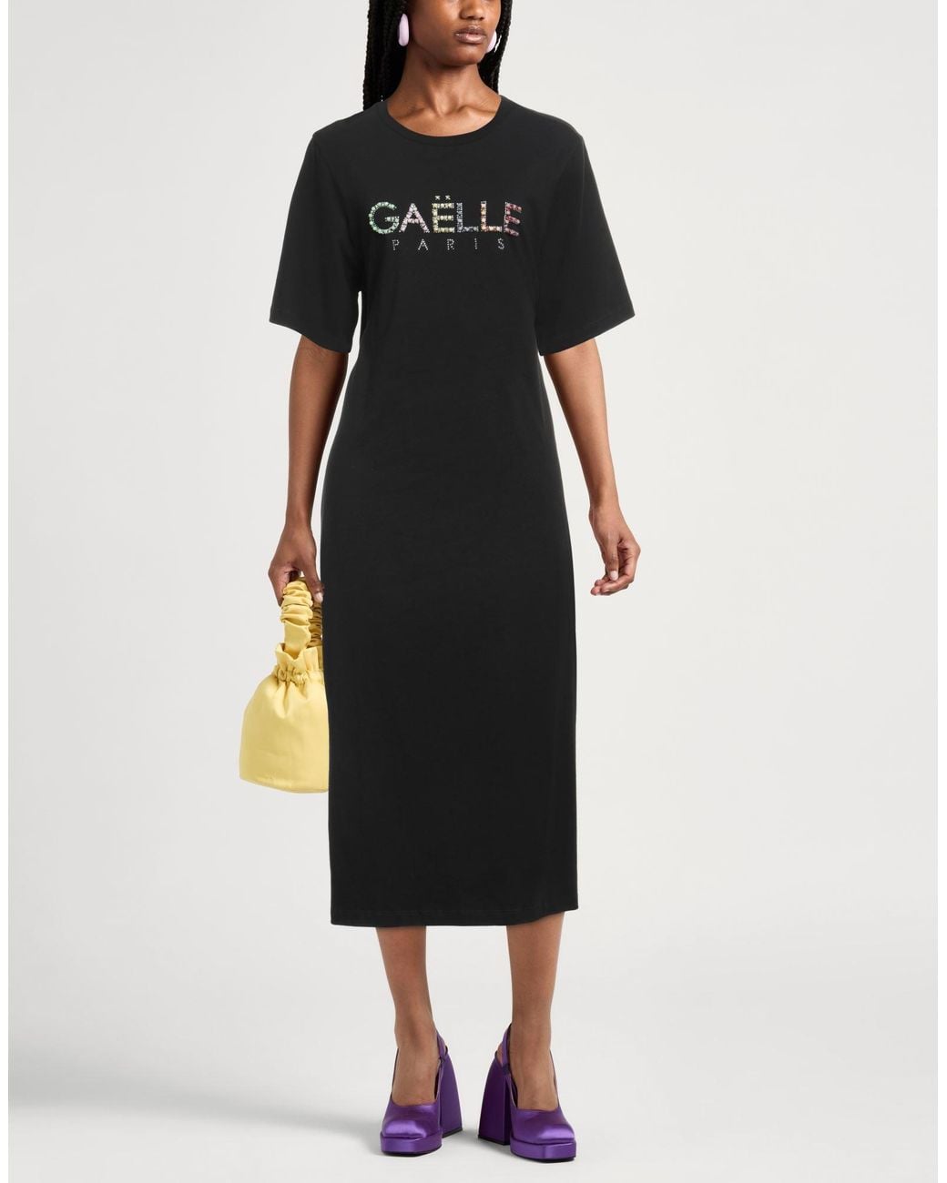 Gaelle Paris Black Midi Dress Cotton