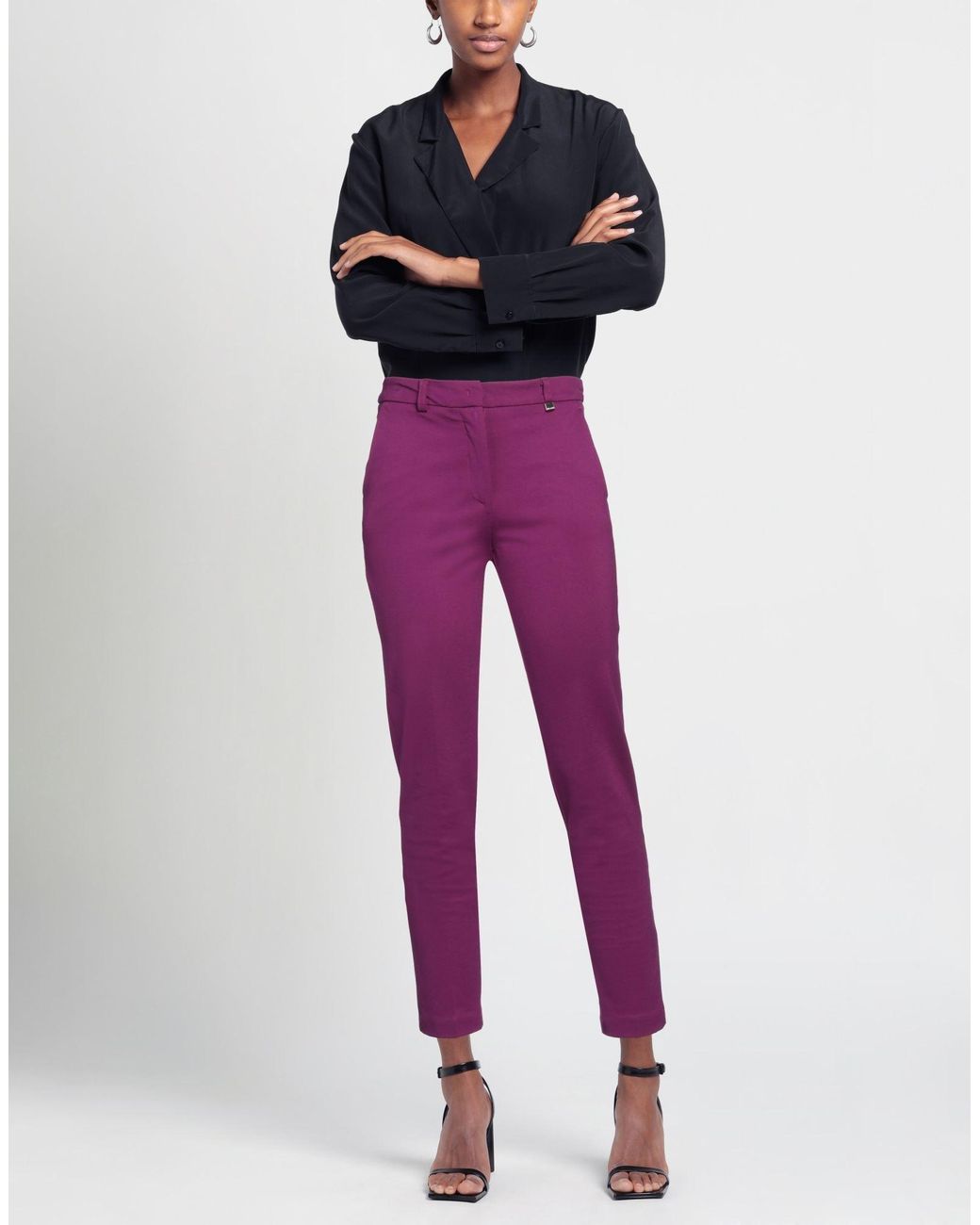 LUCKYLU Milano Purple Pants Viscose, Polyamide, Elastane