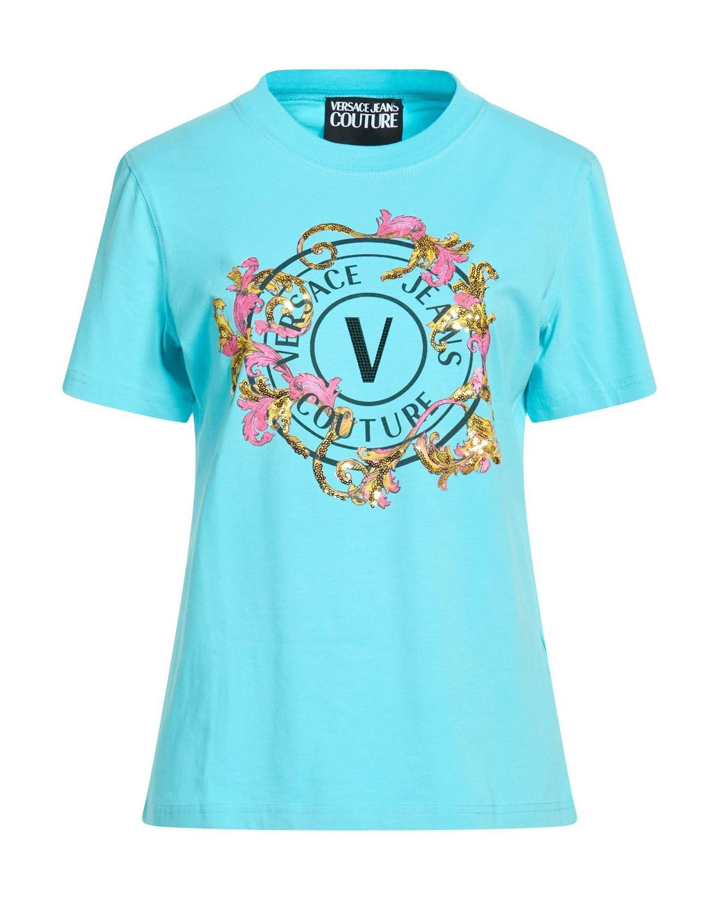 Versace Jeans Couture Blue T-Shirt Cotton, Elastane