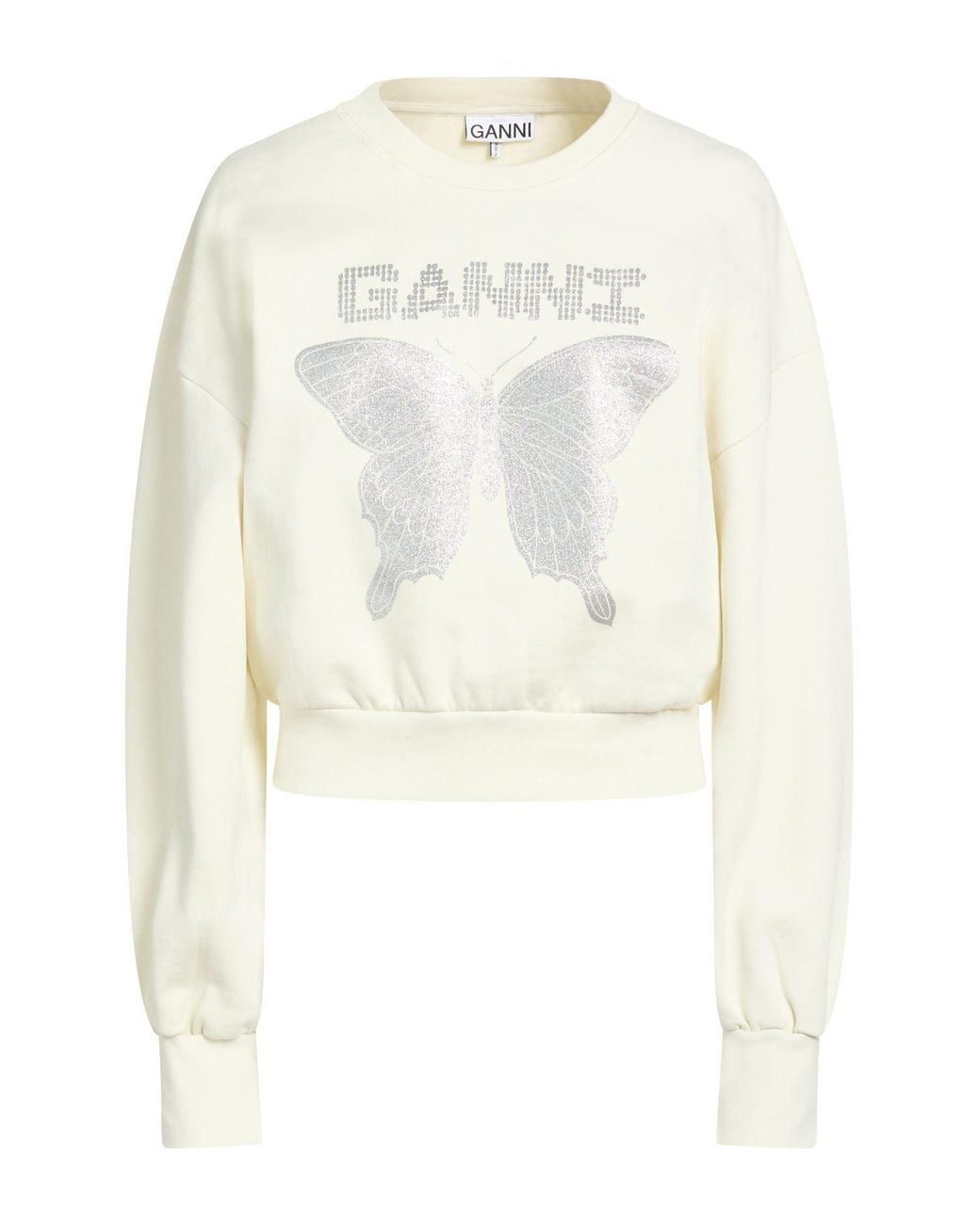 Ganni White Cream Sweatshirt Organic Cotton