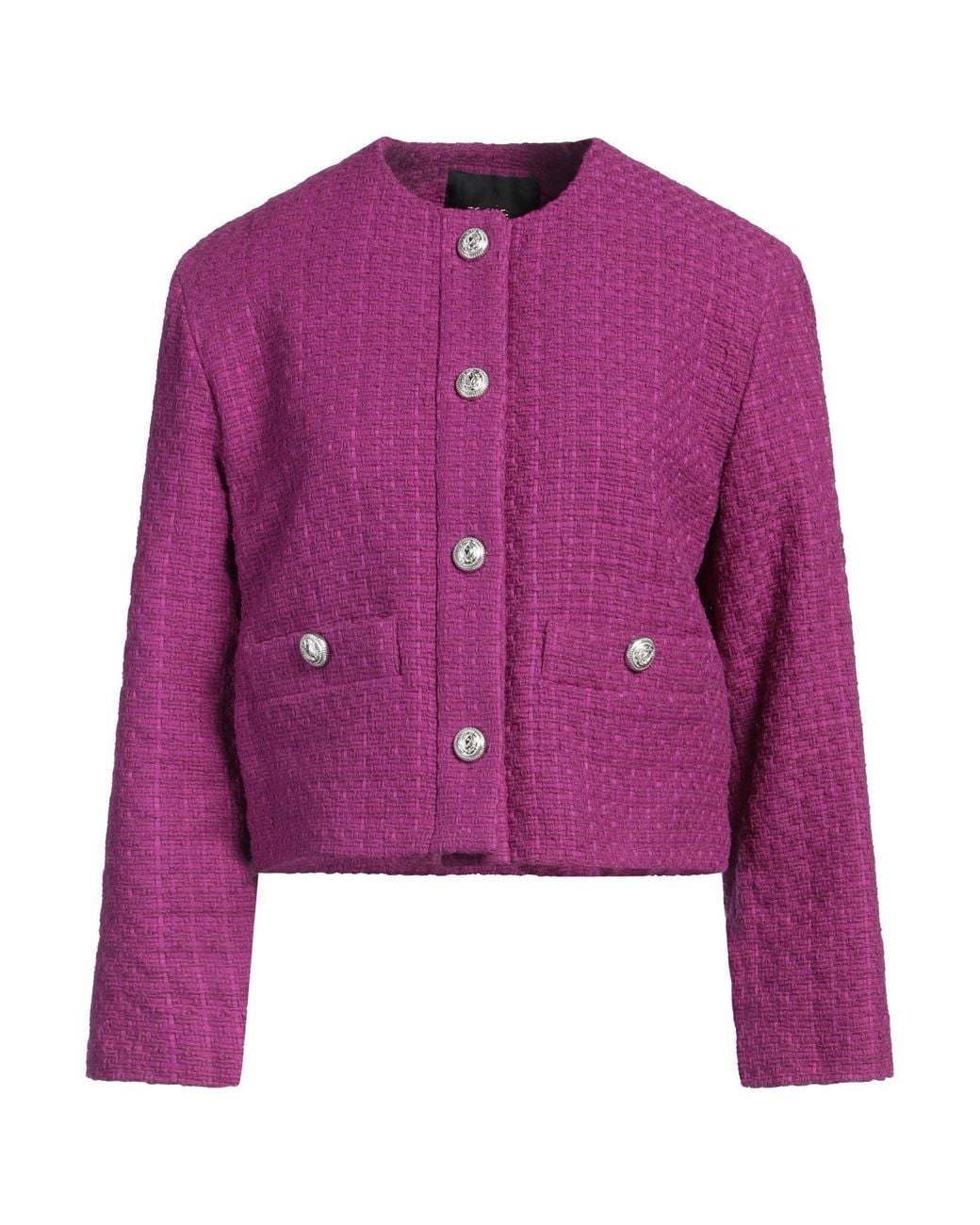 Maje Purple Jacket Cotton, Polyamide, Polyester