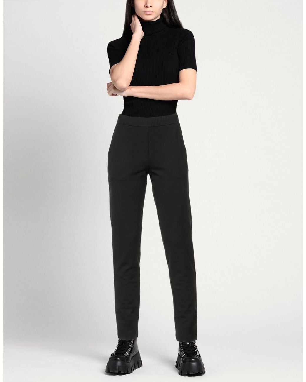 European Culture Black Pants Viscose, Polyamide, Cotton, Elastane
