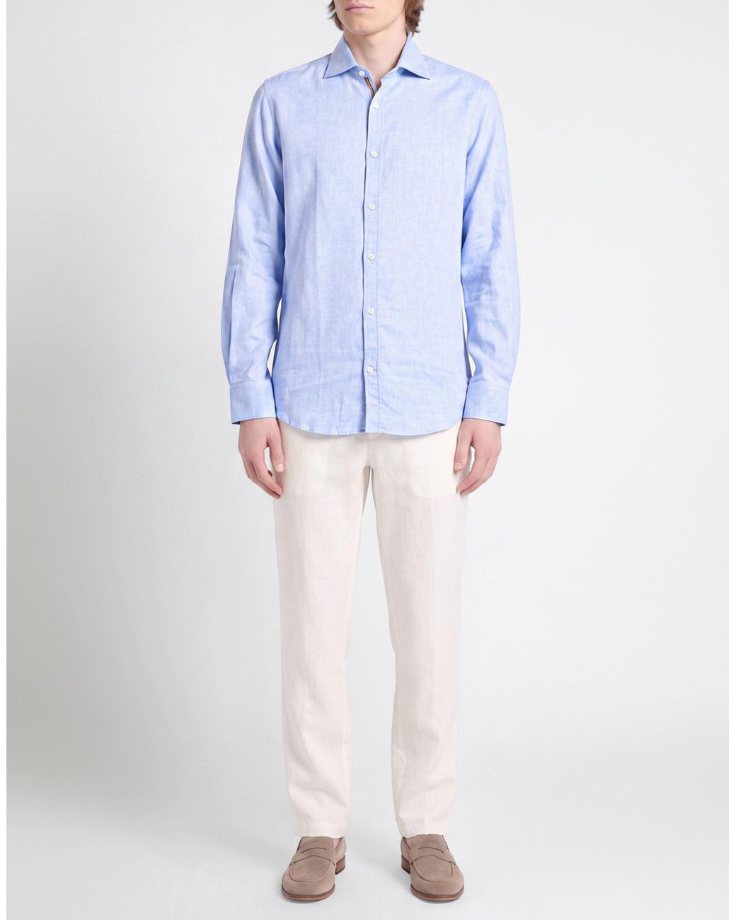 Paul & Shark Blue Light Shirt Cotton, Linen for men