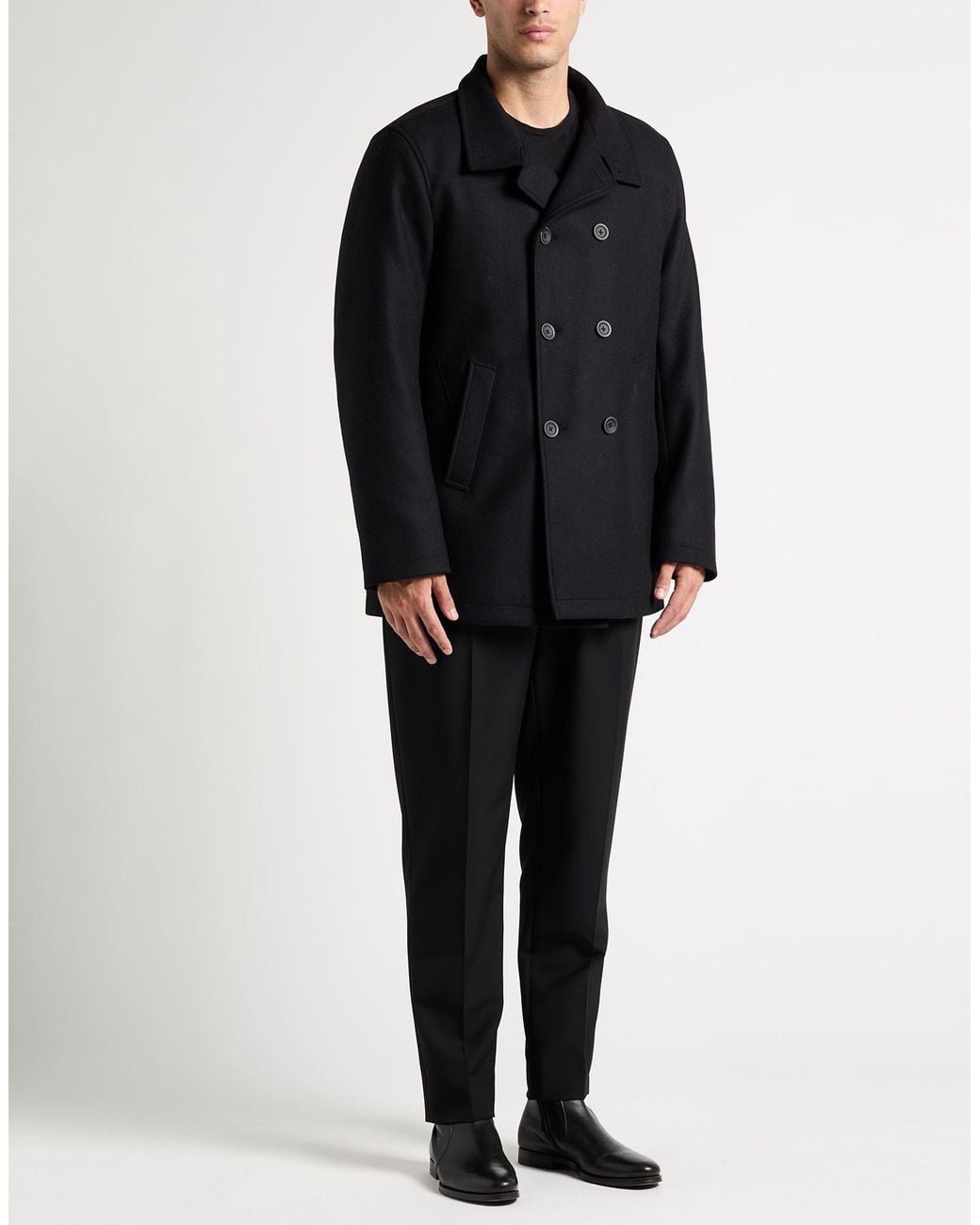 Herno Black Coat Virgin Wool, Polyamide for men