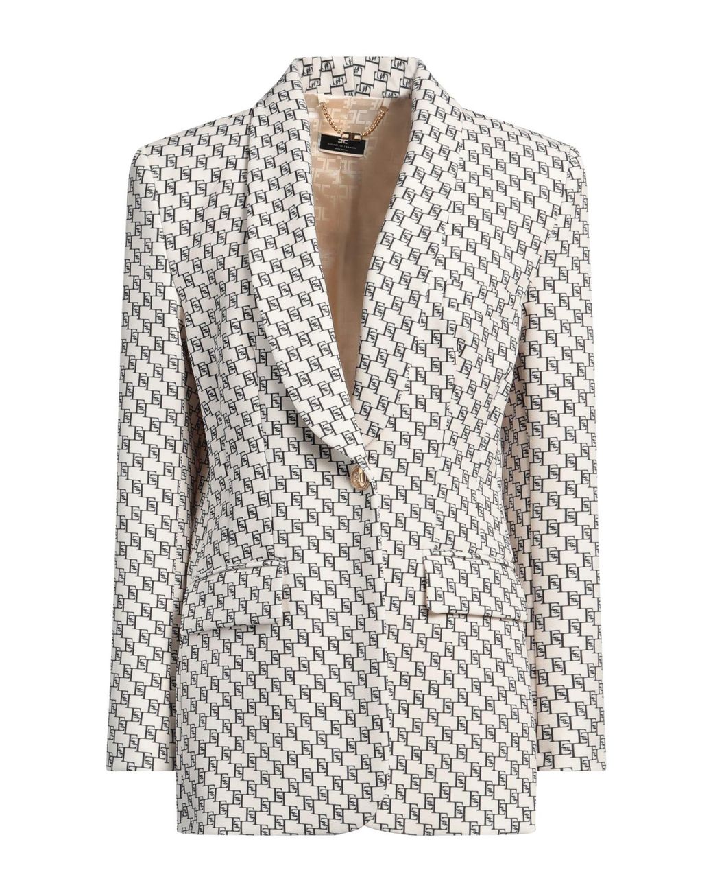 Elisabetta Franchi White Blazer Polyester, Elastane