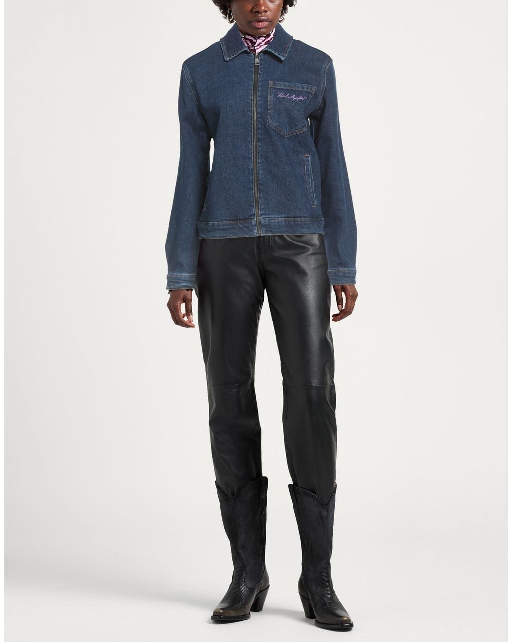 Karl Lagerfeld Blue Denim Outerwear Cotton, Recycled Cotton, Elastane