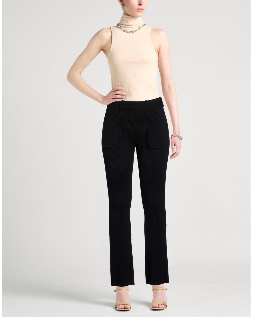 Courreges Black Pants Viscose, Polyester