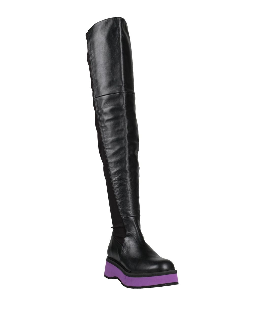 Paloma Barceló Black Boot Leather, Elastic Fibres