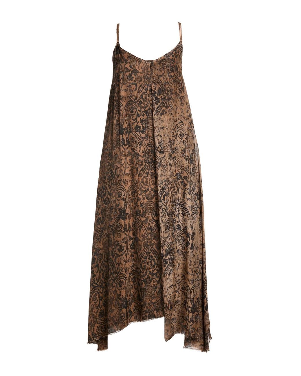 SANCTAMUERTE Brown Midi Dress Rayon, Viscose