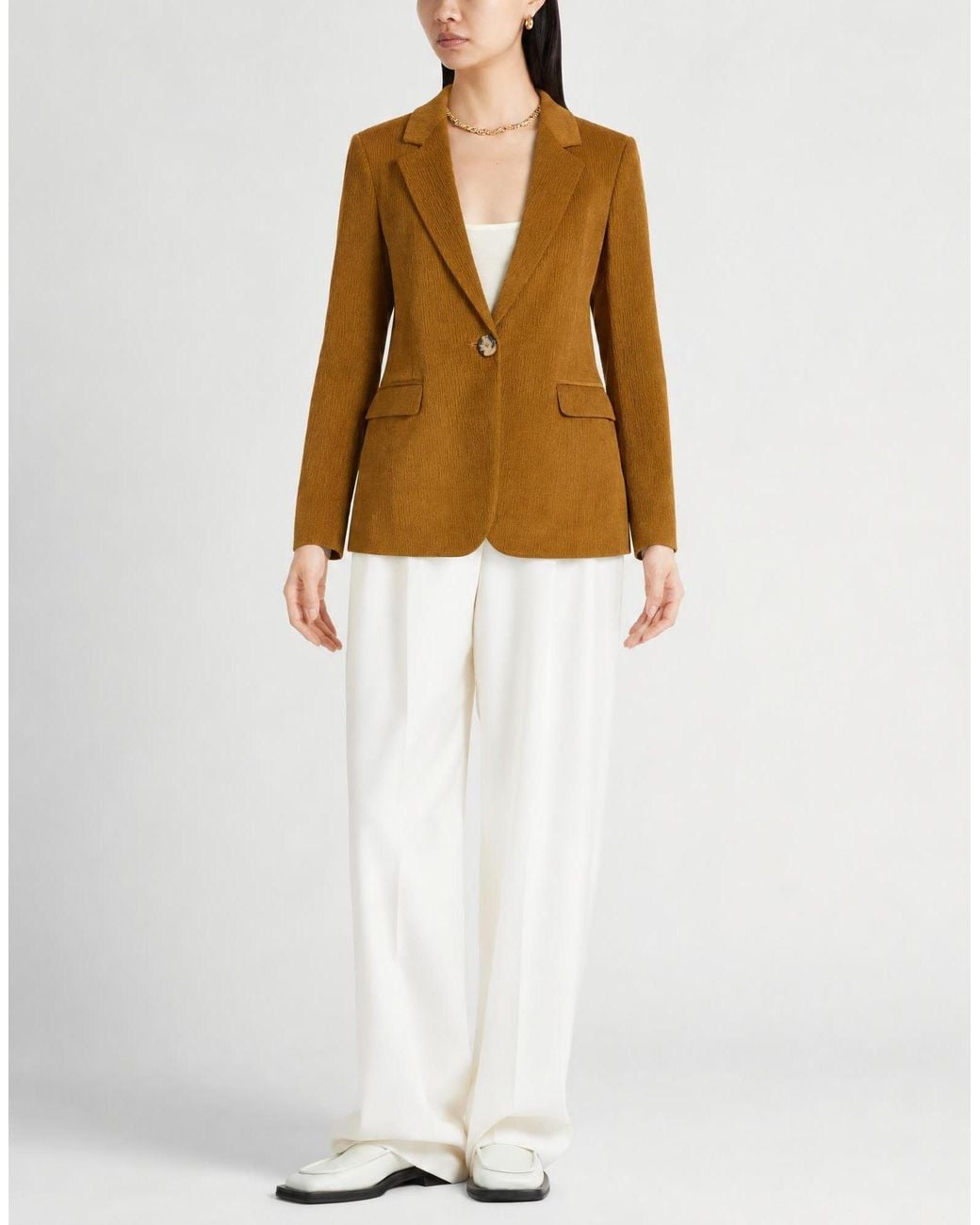 Momoní Brown Camel Blazer Cotton, Modal, Elastane