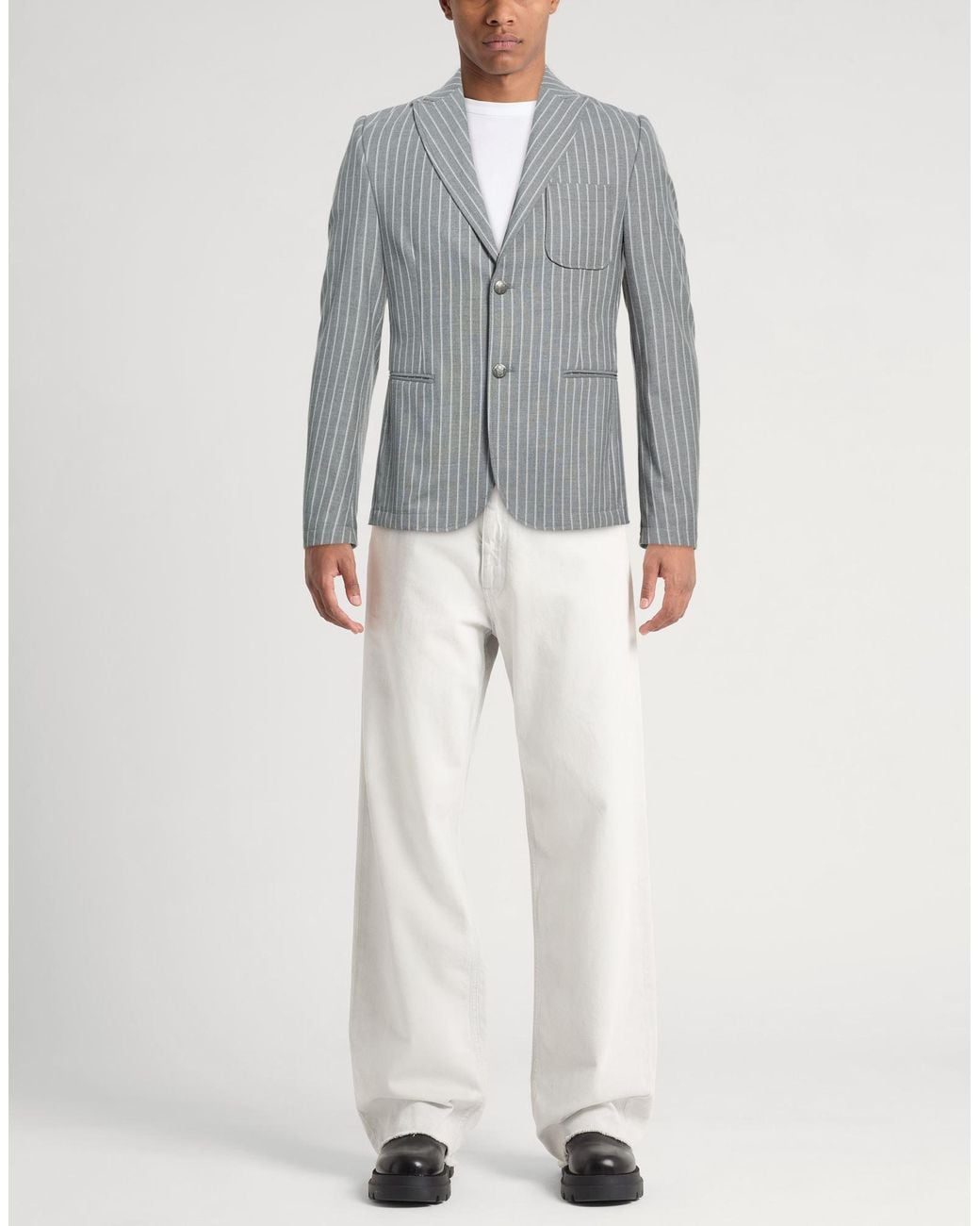 Daniele Alessandrini Gray Blazer Polyester, Viscose, Elastane for men
