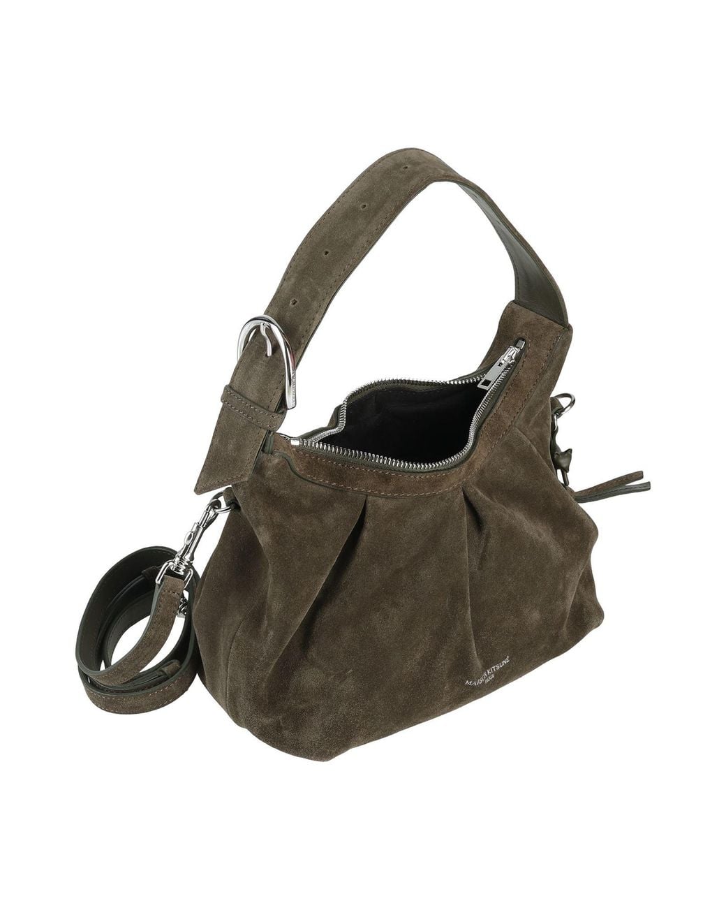 Maison Kitsuné Brown Military Handbag Cow Leather
