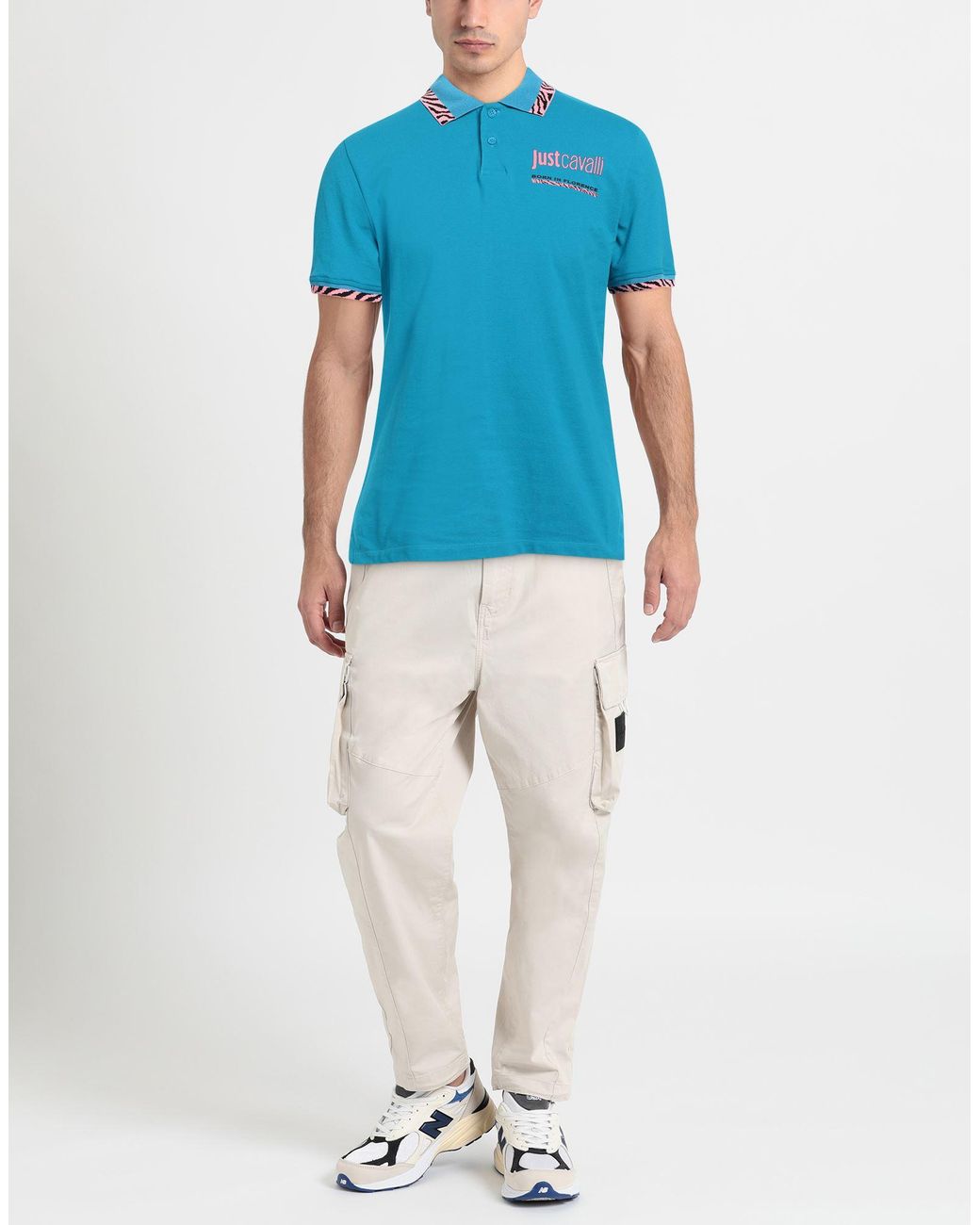 Just Cavalli Blue Polo Shirt for men