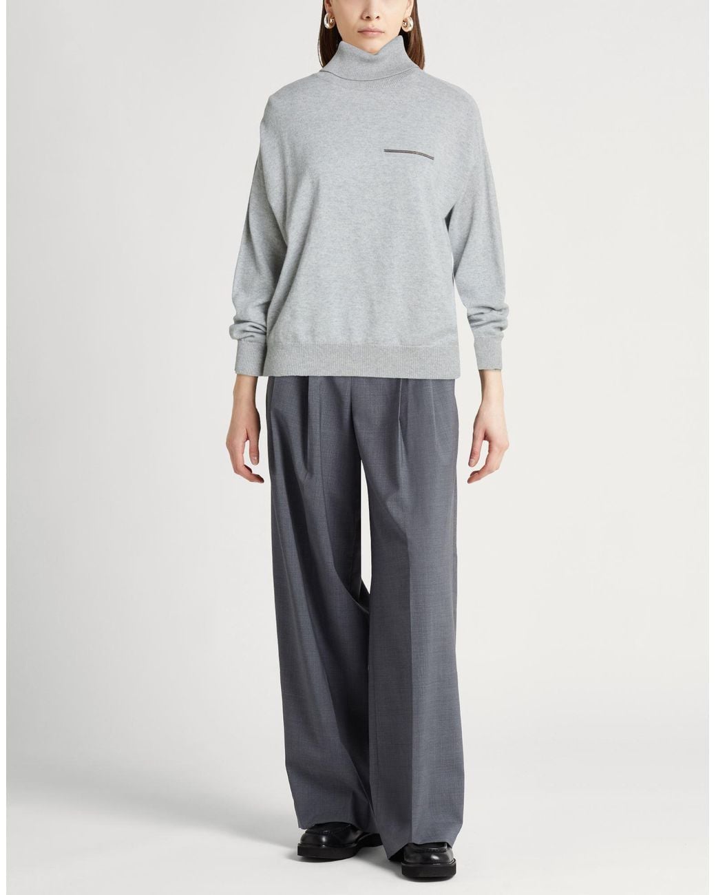 Peserico Gray Light Turtleneck Cashmere, Viscose