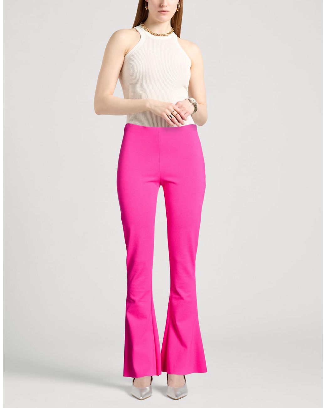Liviana Conti Pink Fuchsia Pants Viscose, Polyamide, Elastane