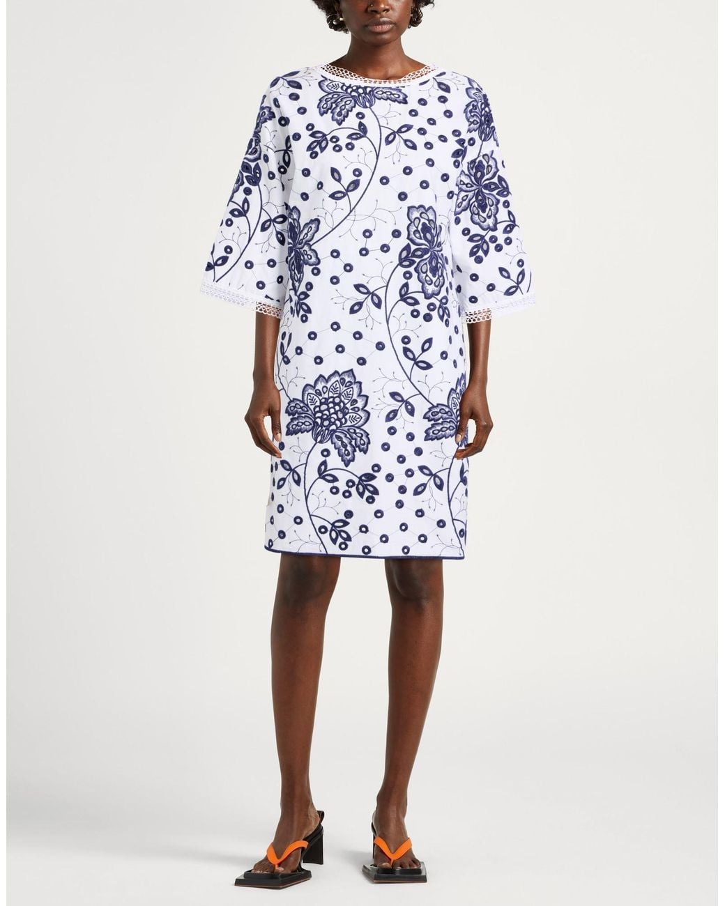 Alpha Studio Blue Mini Dress Cotton, Elastane