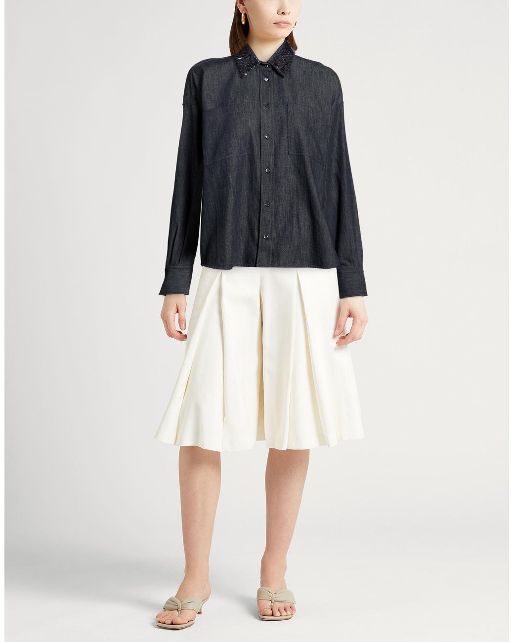 Brunello Cucinelli Black Denim Shirt Cotton