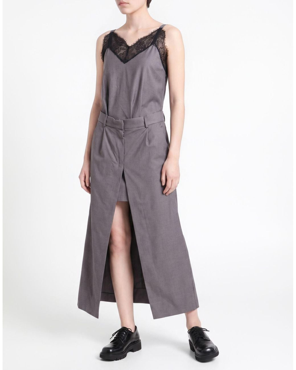 MEIMEIJ Gray Maxi Dress Cotton, Viscose, Elastane, Polyester