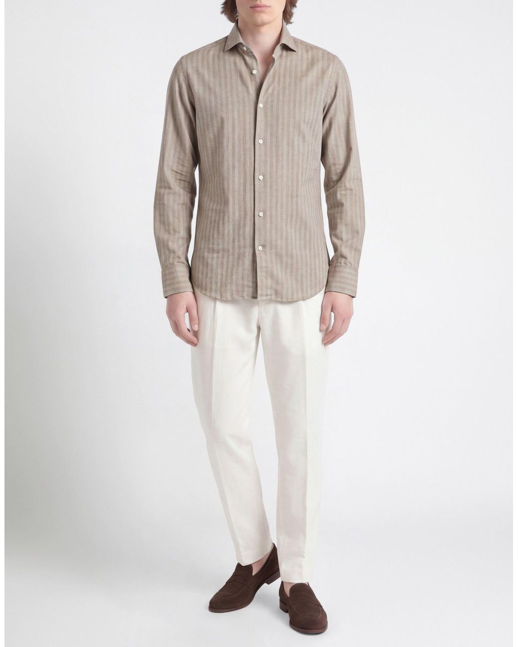 Tintoria Mattei 954 Gray Sand Shirt Cotton, Elastane for men