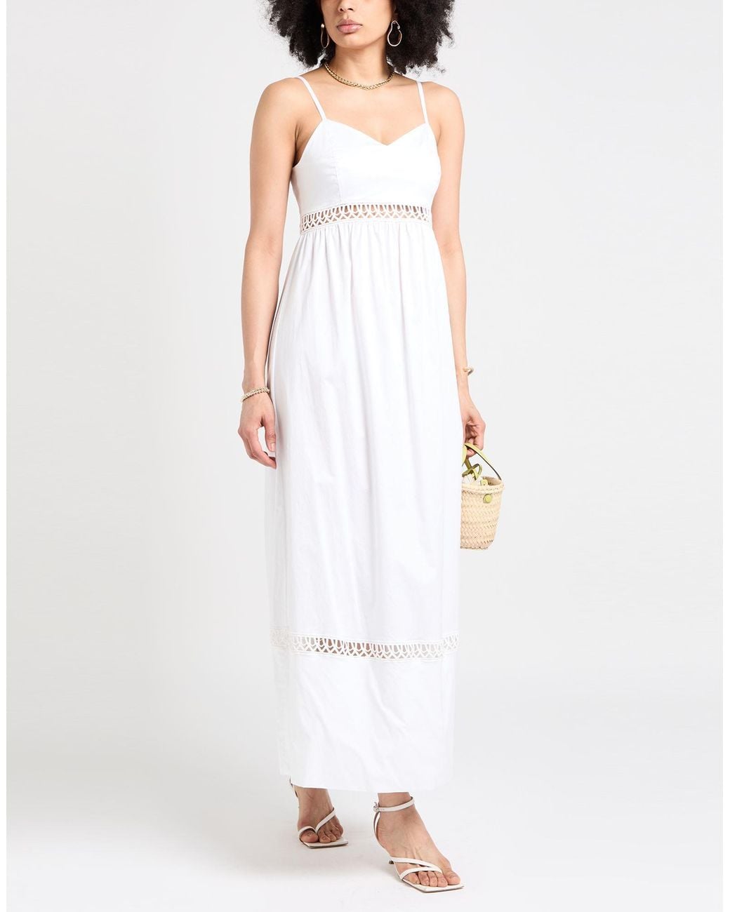 ALESSIA SANTI White Maxi Dress Cotton, Elastane