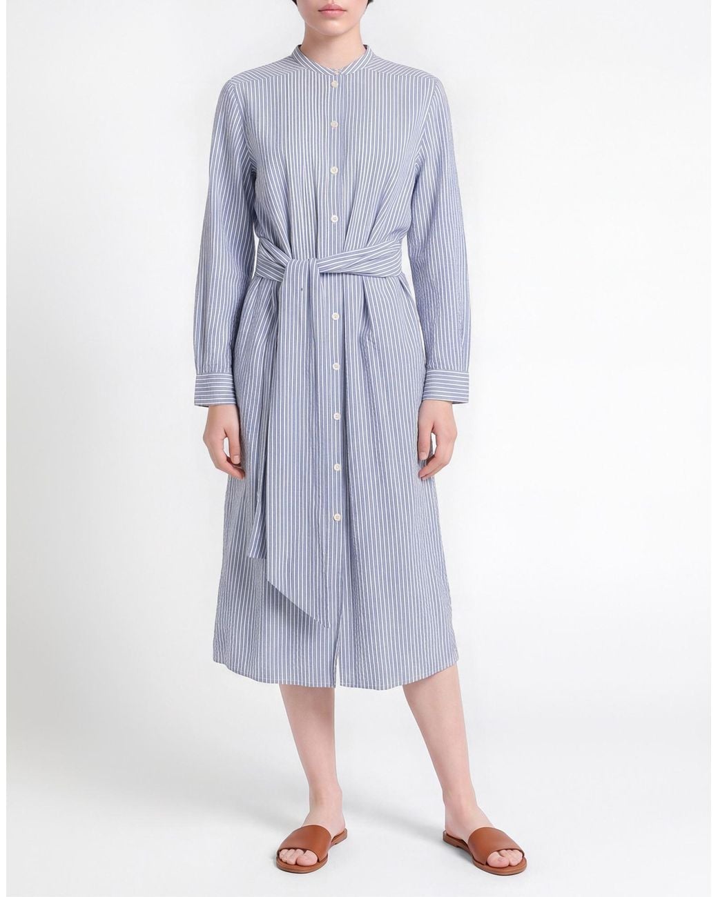 Aspesi Blue Light Midi Dress Cotton