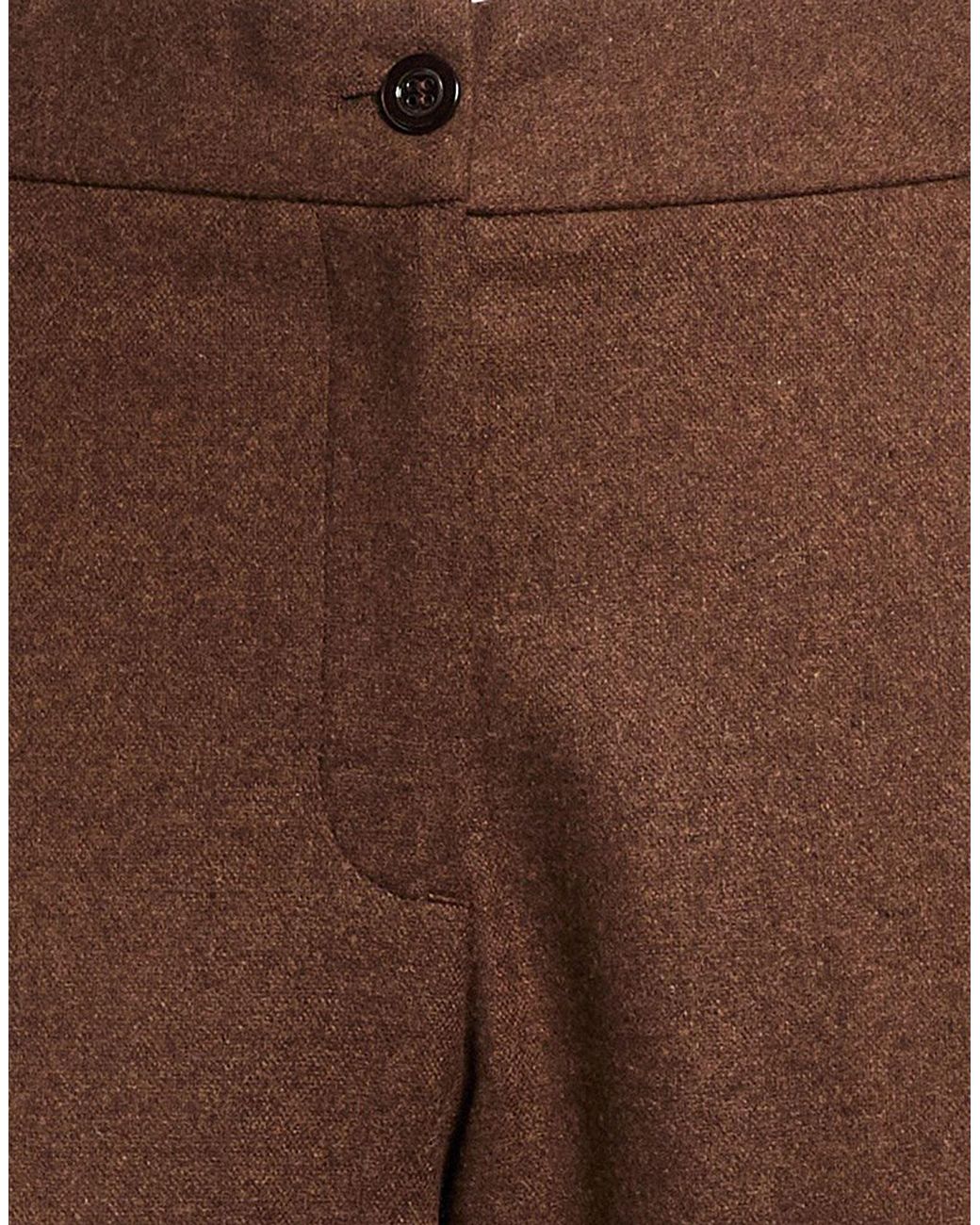 Bruno Manetti Brown Pants Wool, Polyester, Elastane