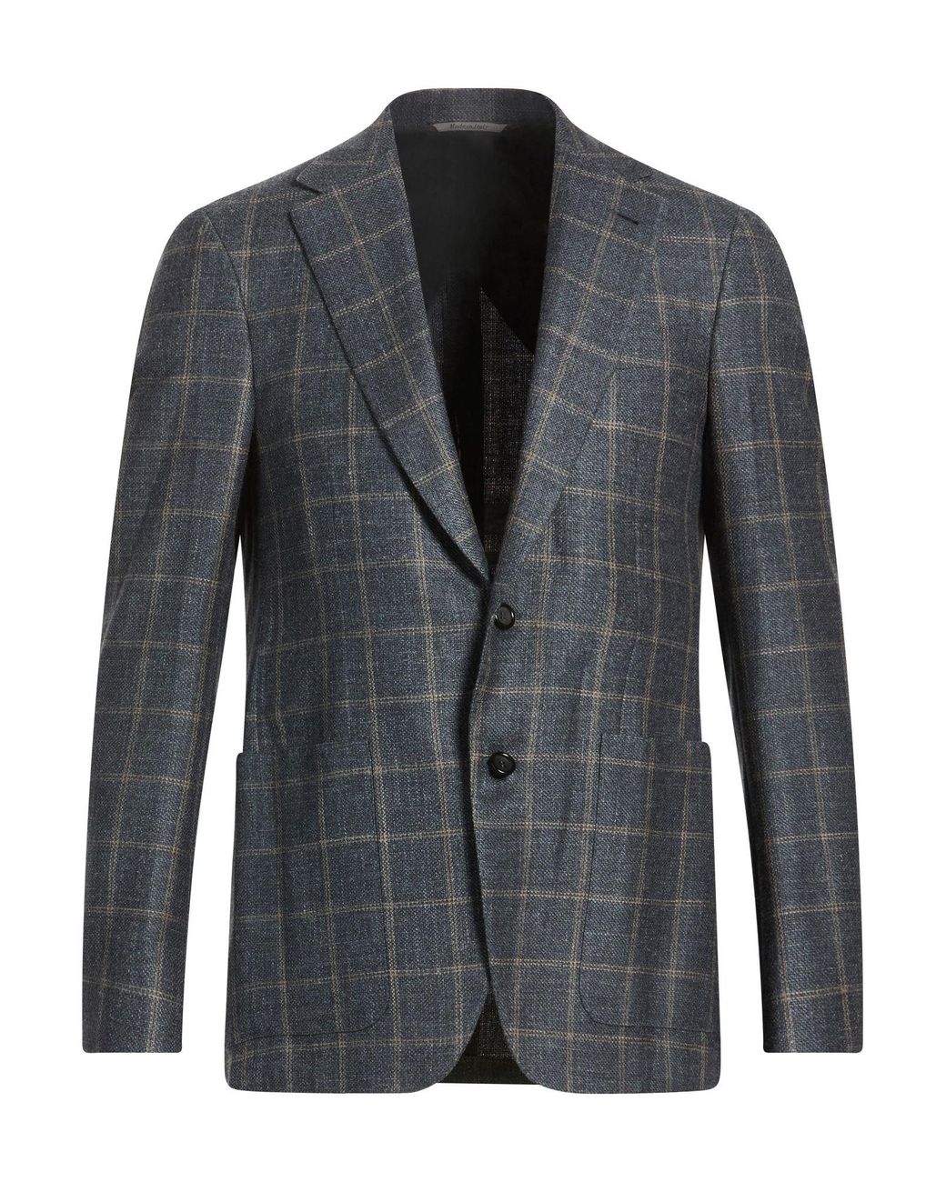 Canali Blue Slate Blazer Wool, Silk, Linen for men