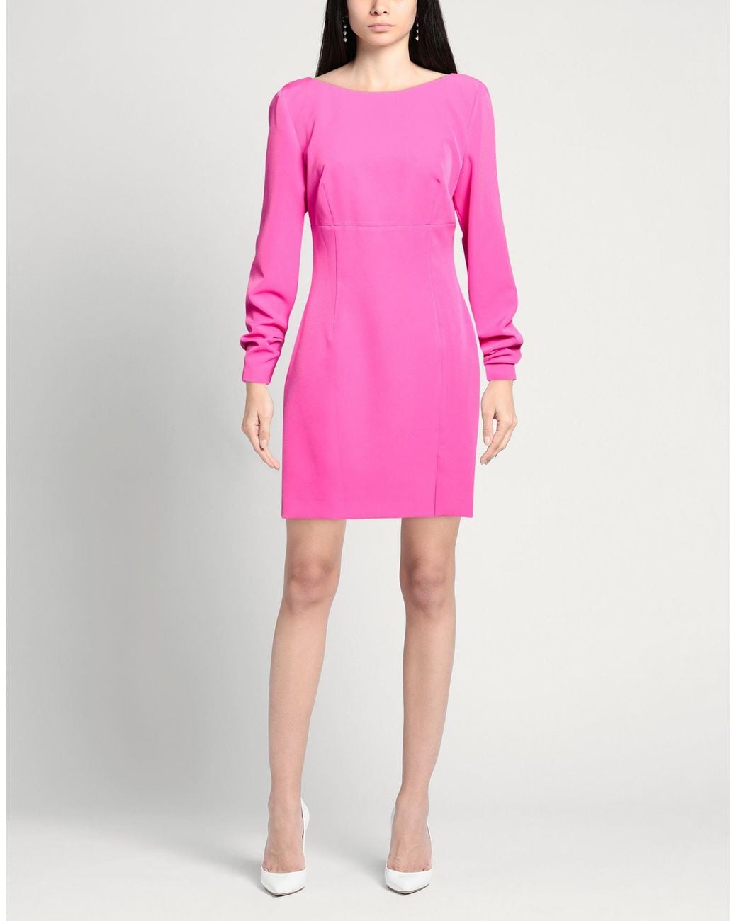 Clips More Pink Fuchsia Mini Dress Polyester, Elastane