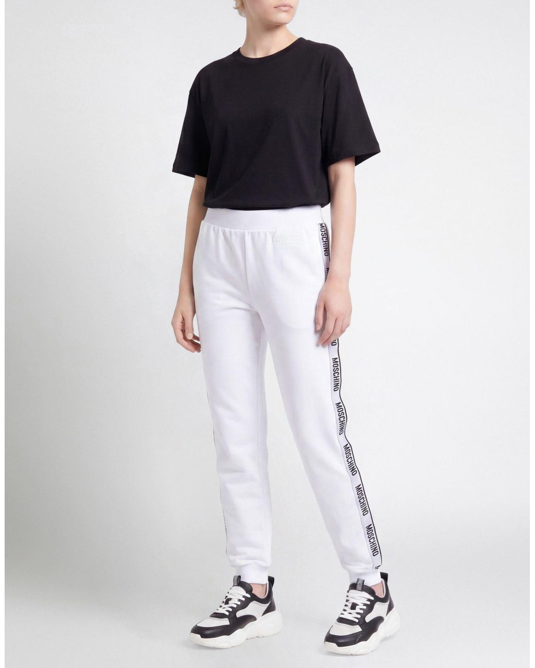Moschino White Pants Cotton, Elastane