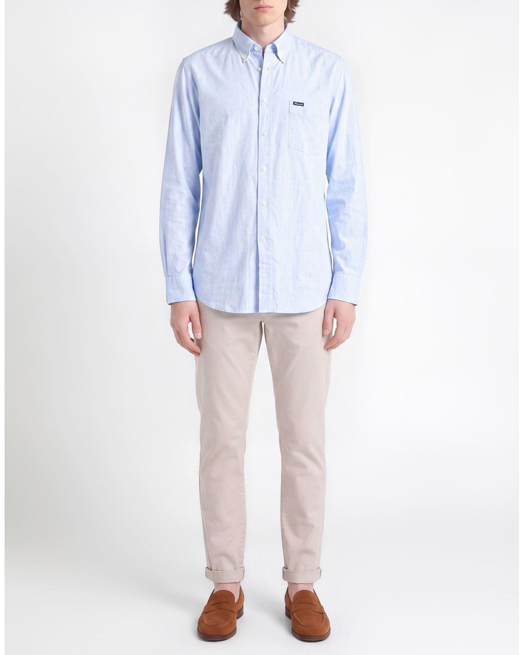 Façonnable Blue Shirt Cotton, Linen for men