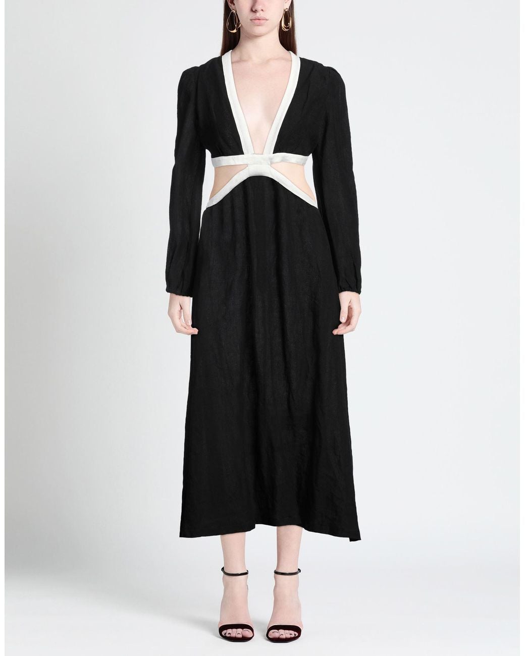 Forte Black Midi Dress Linen