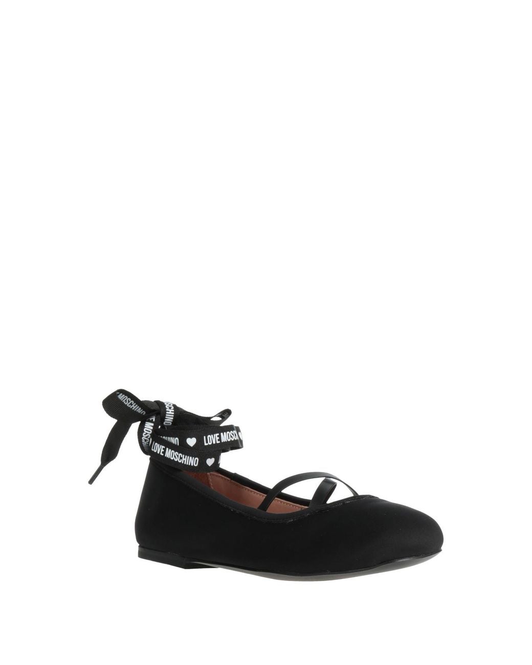 Love Moschino Black Ballet Flats Textile Fibers, Leather